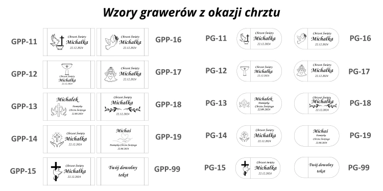 Wzory grawerów chrzest